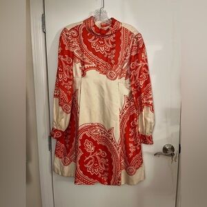 Vintage Red and Cream Paisley Mini Dress